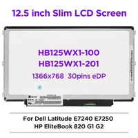 12.5" Laptop LCD Screen HB125WX1-100 fit HB125WX1-201 LP125WH2-TPB1 B125XTN01.0 for Dell E7240 HP G1 G2 EliteBook 820 HD1366x768