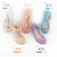 Pudcoco Baby Girls Sandals Kids Summer Crystal Sandals Frozen Princess Jelly High-Heeled Shoes For Child Girls