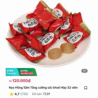 Kẹo ngậm hồng sâm HM (Đỏ) Hàn Quốc - Tăng cường sức khoẻ