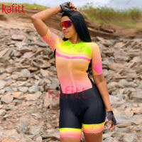 Kafitt-women's short-sleeved overalls tight-fitting cycling clothes road bikes bicycles mountain bikes gel pads jumpsuits