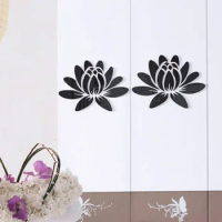 DIY Wall Sticker Decal Home Lotus 3D Backdrop Blooming Decor Flowers Mirror Modern Removable TV Background Art