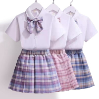 女童套裝jk制服學院風小女孩夏季兒童裙子襯衫兩件套女童裙子2021夏裝新款