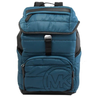 【Michael Kors】圓形MKLOGO空氣尼龍手提商務包旅用包後背包(藍綠)