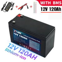 2023 Upgraded 12v 120Ah 18650 Li Ion Battery Electric Vehicle Lithium Battery Pack 12V 120Ah Built-in BMS 80A High Current