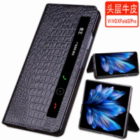 Wobiloo Luxury Genuine Leather Wallet Business Phone Case For Vivo X Fold3 Pro Cover Credit Card Money Slot Cover Holster