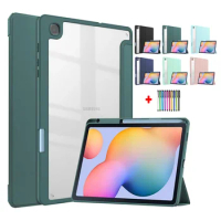 SM-P610 P615 P613 P619 For Samsung Galaxy Tab S6 Lite 10.4 Case 2022 2020 With Pen Holder Transparent Back Shell + Stylus