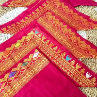sapuk songket warna dasar maroon original tenun