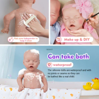 squishy 18" Handmade Full Body Silicone Reborn Doll Solid Flexible 3D Skin Tone Baby Realistic Newborn Girl Doll Toys Gift