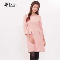 IRIS 珠飾口袋簡約優雅紋理洋裝(06658)
