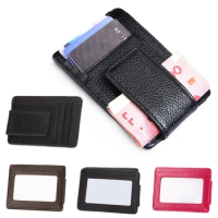2024 New Mens Leather Money Clip Front Pocket Wallet Magnetic Credit Card Holder