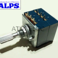 1pc Japan ALPS RK27 Volume LOG Stereo Potentiometer 2-gang Dual 50K/100K/250K Knurled Shaft