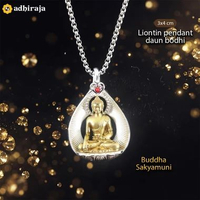 Liontin pendant daun bodhi Buddha Sakyamuni 3X4cm