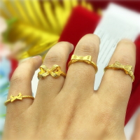 越南沙金蝴蝶結戒子女款仿黃金禮品鍍金指環開口久不掉色