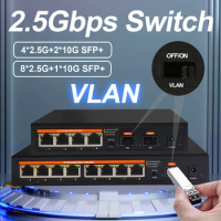 EU Plug 2.5G POE Non-POE Network Ethernet Switch 4 Port 8 Port Unmanaged LAN Hub Fanless AI WTD Plug and Play for Wifi Router