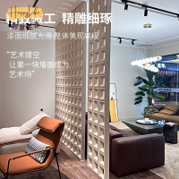 ABS九宮格空心磚PU構件隔斷 墻裝飾鏤空透光門頭背景假墻玄關屏風[PP0503001]