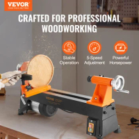 Benchtop Wood Lathe 10inx18in / 14inx40in EU-230V US-120V Power Wood Turning Lathe Machine Variable Speeds for Woodworking