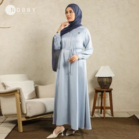 NOBBY - AZMI DRESS - Gamis Wanita Polos - S-XL XL Biru