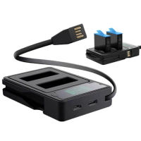 LCD Display Dual Port Charger for GoPro Hero 12 11 10 9 Black Battery With Charging Cable