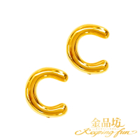 【金品坊】黃金耳環6D字母C耳針 0.35錢±0.03(純金耳環、純金耳針、字母耳環)