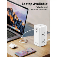 (hot sale)Tower Extension Power Socket 70W 2 USB-C Type C USB-A Fast Charging Desktop Power Adapter