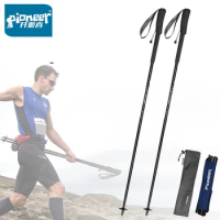 Pioneer New Trail Running Poles Rope Lock System Walking Sticks 4 Sections 99% Carbon Fiber Trekking Pole Hiking Camping 1 PCS