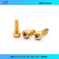 M2 x 4/5/6/8/10/12/14mm Grade 12.9 Screws Bolts Allen Screw Hex Socket Knurled Cap Cup Head Screw Titanium Gold Plated Bolts