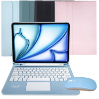 Powerway For 2025 iPad Air 13吋 -M3/2024 -M2平板專用樂控型藍牙鍵盤-皮套(送同色無線滑鼠)