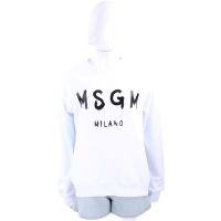 MSGM 品牌字母刷毛襯裡白色棉質長袖運動衫 大學T
