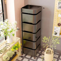 Multifunction Living Room Storage Rack Rotatable Kitchen Cart Storage Shelf Side Table Trolley Rolling Storage Cart with Drawers