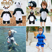 ǗMobely Toddler Boy Adorable Shark Decor Hooded Swimsuit For 1-6years Baby Boys Girls