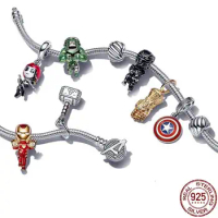 2024 Hot sell Spider Man Charm S925 Sterling Silver New Captain America Charm Bracelet Paired with Movie Avengers Charm Bracelet