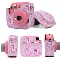 Watercolor PU Leather Camera Case for Fujifilm Instax Mini8 8+ Mini 9 Camera Protective Bag