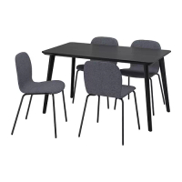 LISABO/KARLPETTER 餐桌附4張餐椅, 黑色/gunnared中灰色 黑色