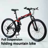 26 Inch Folding MTB Spoke Wheel Mountain Bike Full Suspension Dual Disc Brake Cross Country Bicycle soft tail Folding bicicleta