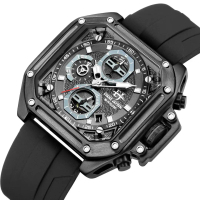 Evans Jayden Jam Tangan Pria 9558 Rubber Silicon Kaca Sapphire Chronograph Water Resistant 10 ATM St