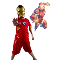 Kostum Anak IRONMAN Celana Pendek free Topeng Setelan Kostum Superhero Motif Fashion Baju