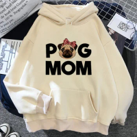 Pug hoodies women Fleece long sleeve top sweat y2k anime Hooded Shirt women streetwear clothes