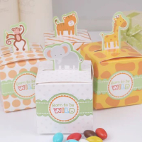 New Design 20Pcs/lot Giraffe/Elephant/Monkey/Tiger Animals Baby Shower Favors Birthday Party Decor Candy Boxes Gift for Kids