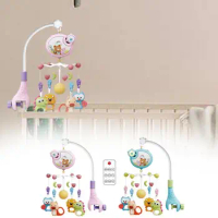 Baby Crib Mobile Rattle Toy Remote Control Baby Musical Crib Mobile Rotating Toy With Music Lights Mobile Crib Montessori Toys