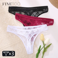 FINETOO 4Pcs/set Lace Thongs Sexy Low Waist Bikini Underpants M-XL Transparent G-string Underwear Lace Panties Female Lingerie