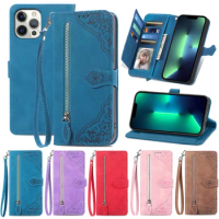 Zipper Wallet Flip Case For OPPO Reno 4 4Z 5 5Z 5A 6 Pro Plus 6Z 7 SE 7A Reno7 5G Find X2 Neo X3 Pro X5 Lite Girls Phone Cover