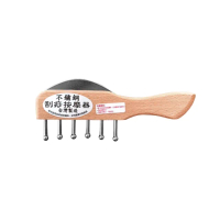 【即室好物】台灣製 木製經絡刮痧梳-短柄6丁(不鏽鋼刮痧按摩 刮痧梳 肩頸按摩 刮痧按摩)