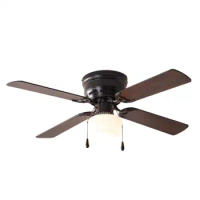 42 inch Hugger Indoor Ceiling Fan with Light Kit, Black, 4 Blades, Reverse Airflow