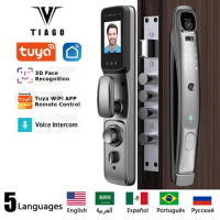Wifi Tuya APP Face Recognition Smart Door Lock With Camera Video Call Voice Intercom Digital Door Lock Automatic Door Lock