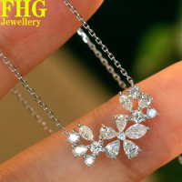 Real Natural Diamond 0.75Carat 18K White Gold Necklace Diamond Women Luxury Engagement Necklace
