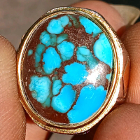 Cincin Pria Batu Akik Pirus Persia Urat Merah Motif Ceplok Kualitas Super Ring Titanium Harga Murah