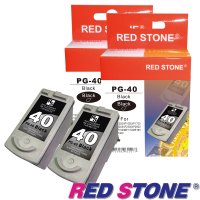 【RED STONE 紅石】CANON PG-40環保墨水匣組(2黑)