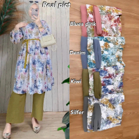 Oneset Tunik Abstrak Setelan Tunik muslimah kekinian