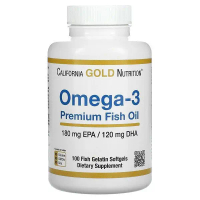 Omega3 พร้อมส่ง California Gold Nutrition, Omega-3 Premium Fish Oil, 100 Fish Gelatin Softgels[แท้10
