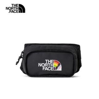 【The North Face】北面男女款黑色多彩LOGO休閒腰包｜3KZX6D8